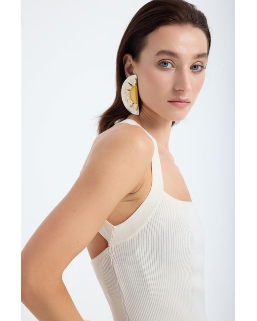 Monlicia White Azura Knit Crisscross Back Bodycon Midi Dress