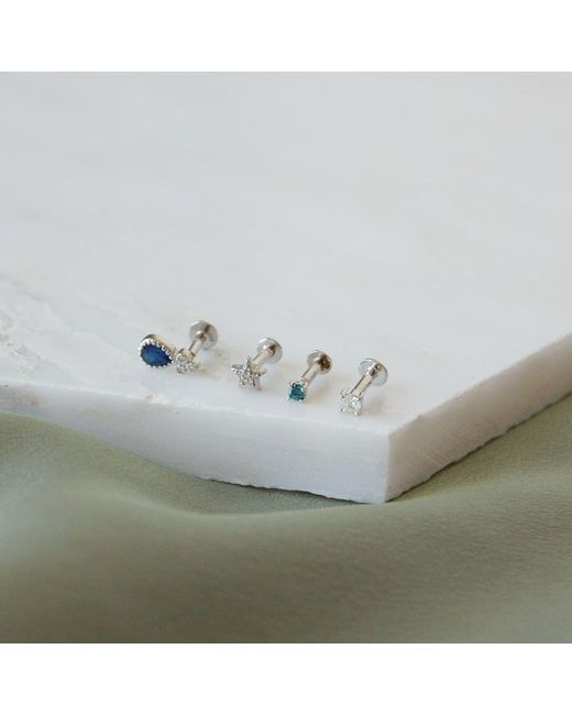 Zohreh White Diamond Solitaire Flat Back Earring 14K