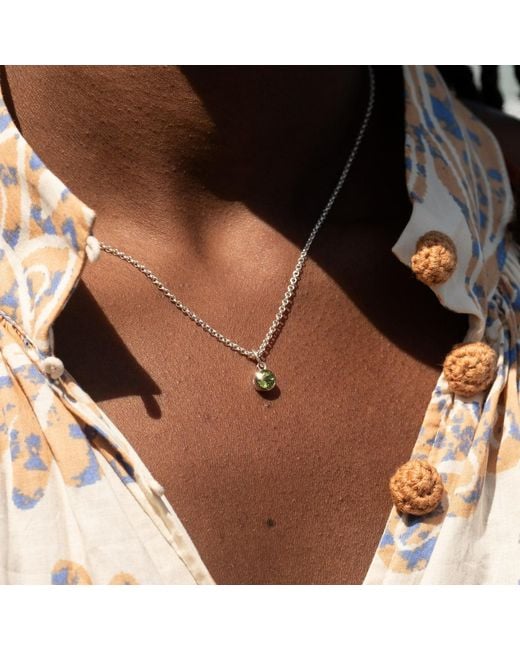 Lily Charmed Metallic Sterling August Birthstone Charm Necklace