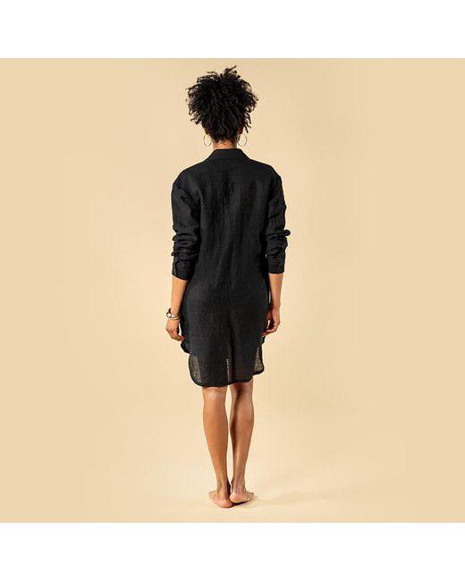 The Summer Edit Black Charley Luxe Linen Shirt Dress