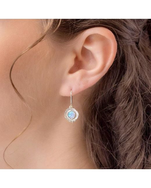 Isla Silver Blue Handmade Fire Opal Drop Earrings