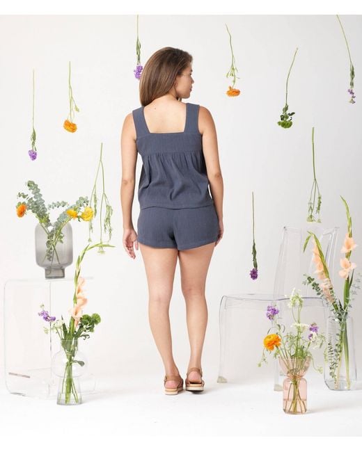 Known Supply Blue Organic Gauze Tank