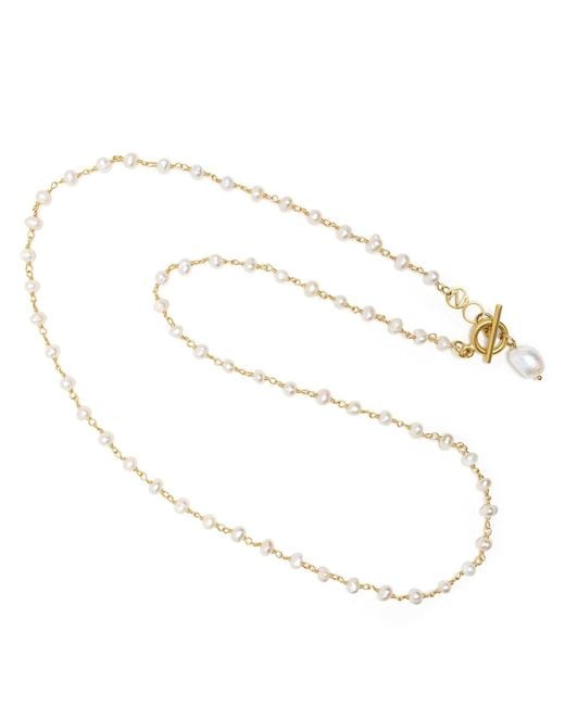 Nialaya Metallic Pearl Wrap Necklace
