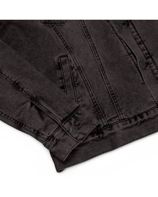 Anchor and Crew Black Denim Explore Co. Sherpa Denim Embroidered Jacket
