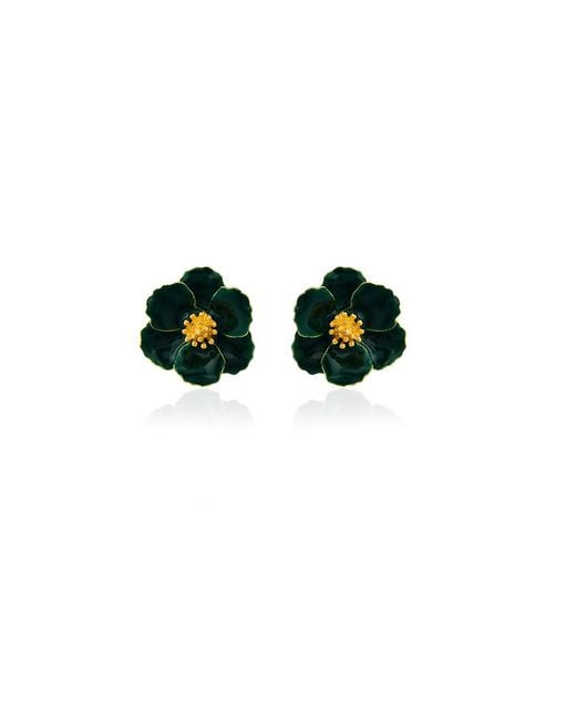 Milou Jewelry Green Dark Petite Flower Earrings