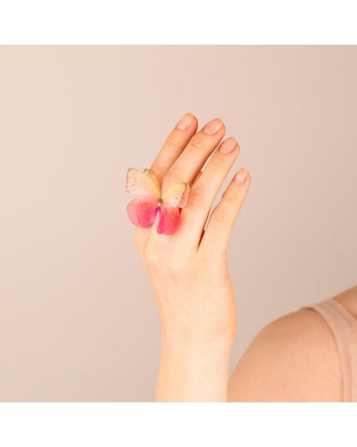Oana Savu Pink Blush Rose Silk Butterfly Earrings Butterfly Fairy Wings