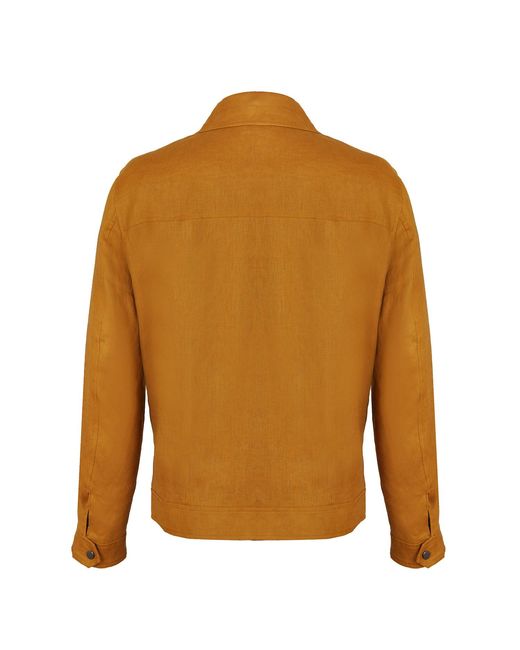 DAVID WEJ Brown Hugo Linen Trucker Jacket for men