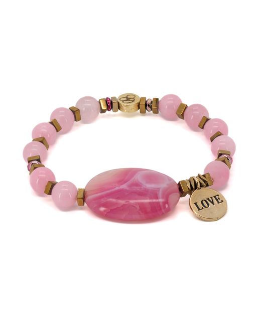 Ebru Jewelry Pink Agate Love Bracelet