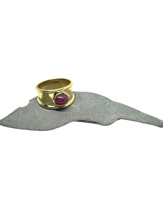 Tg-Jewellery by Tamara Gervasio Yellow Ruby Cabochon Ring Handmade