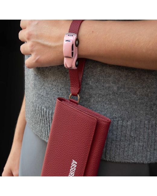 Absurde Red Parking Burgundy Leather Bifold Wallet