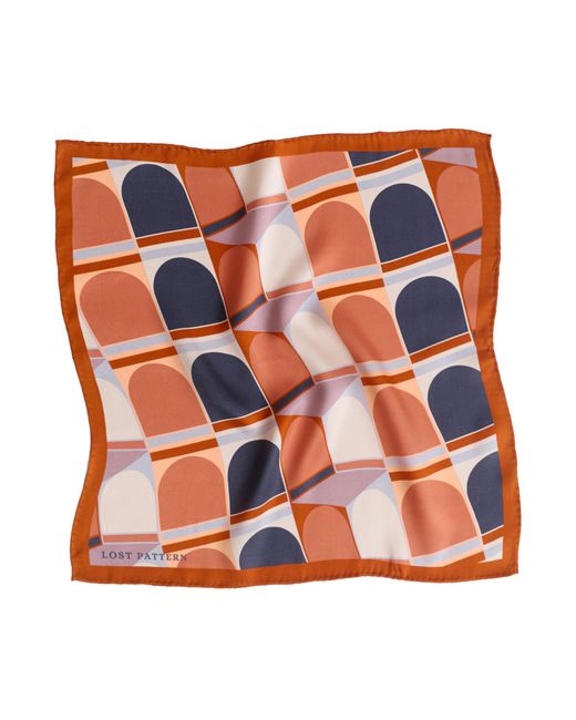 Lost Pattern Orange Modular Silk Pocket Square for men