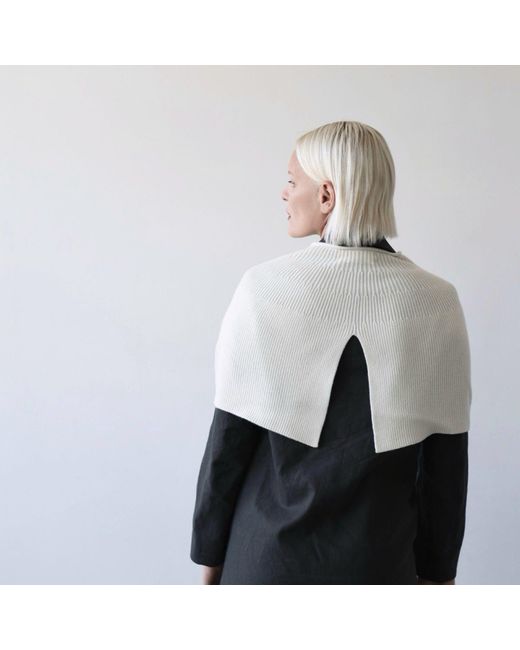 London Atelier Byproduct White Neutrals Cream Mohair Wool Knitted Cape