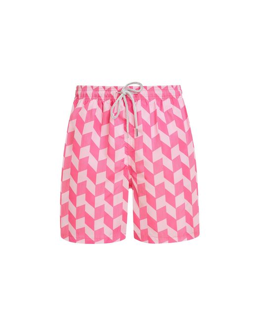 Robert & Son Pink Zigzag Swim Shorts for men