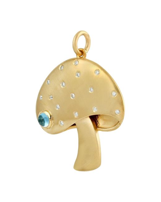 Artisan Metallic Diamond & Mushroom Pendant