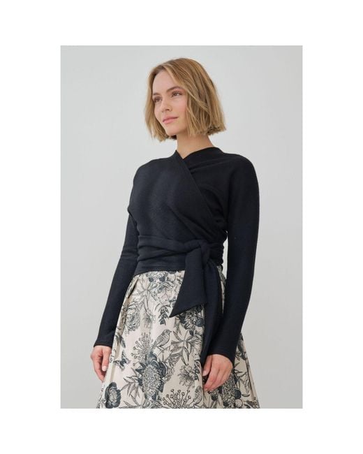 Marianna Déri Black Knitted Wrap Top