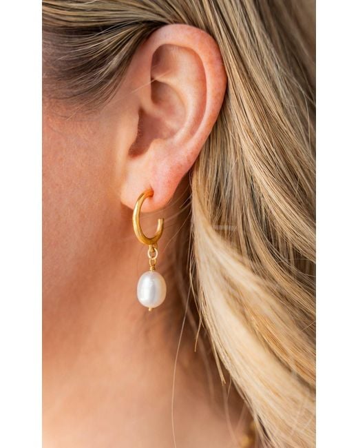 Loni Paul Jewelry Metallic Baroque Pearl Hoop Earrings