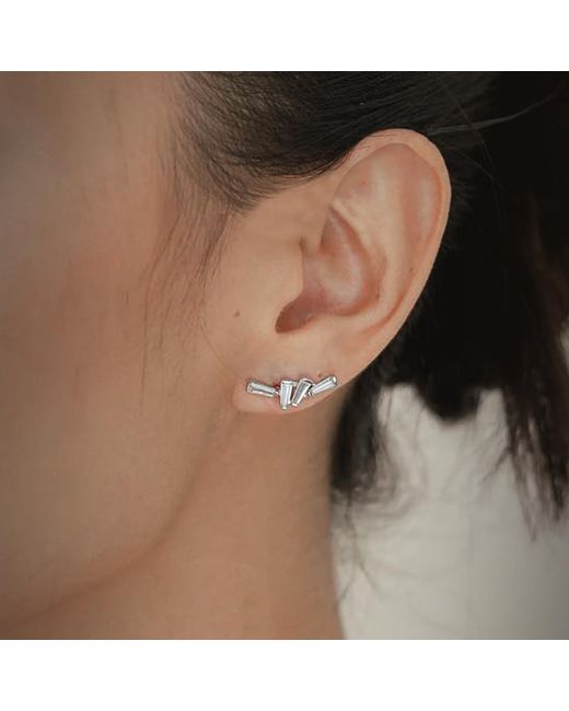 SALLY SKOUFIS Metallic Visionary Ear Climber With Made Cz Diamond Stimulant