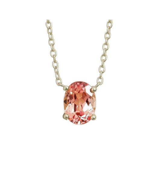 Juvetti White Ovo Padparadscha Sapphire Oval Solitaire Pendant Necklace