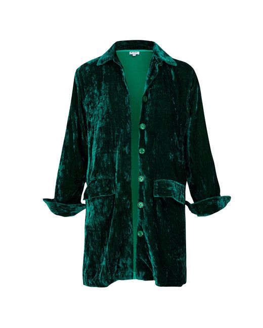 At Last Green Kensington Silk Velvet Shirt Jacket