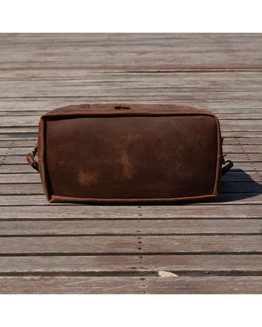 Touri Brown Leather Weekend Bag With Suit Compartment for men