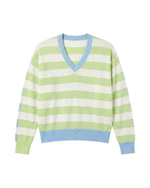 Brodie Cashmere Green Mesh Stripe V