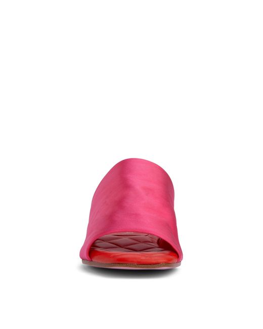 Beautiisoles by Robyn Shreiber Made in Italy Pink April Hot & Flat Slide Sandal Dressy Stretch Satin For Pool Or Day & Dressy Night