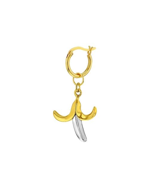 True Rocks Metallic Sterling & 18Kt-Plated 2-Tone Mini Banana Charm On Hoop for men