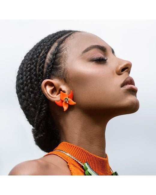 Gissa Bicalho Orange Handmade Acrylic Earring Siris Living Coral