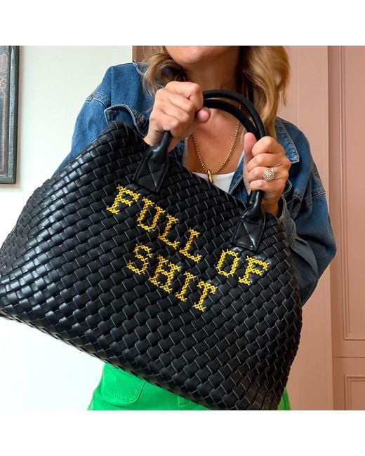 Lilly Loves Black Vegan Full Of Shit Woven Handbag