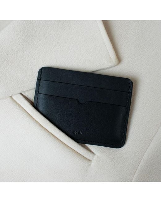 godi. Black Handmade Leather Card Case for men