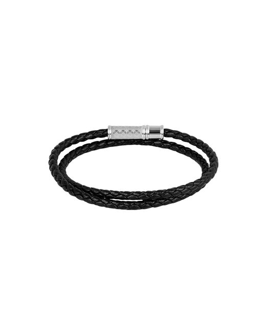 Tateossian Black Thompson Lucky Clover Double Wrap Bracelet for men