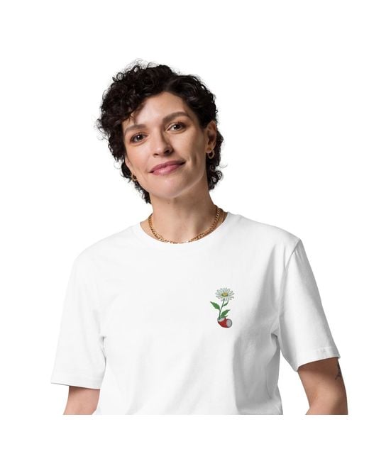 Anchor and Crew White Daisy Garden Dystopia Organic Cotton Embroidered T-Shirt