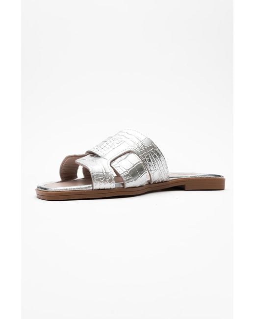 Forever & Always Shoes White Notre Leather Slide Sandal