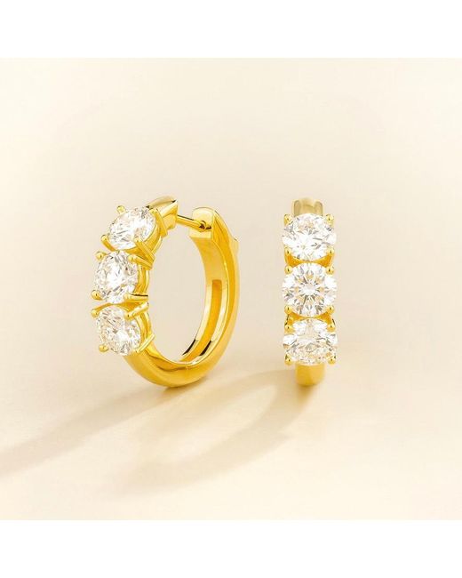 Juvetti Metallic Tres Diamond Three-Stone Huggie Hoop Earrings