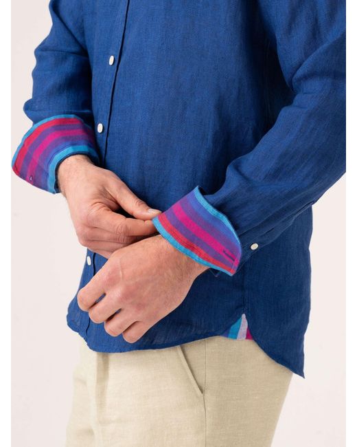 Koy Clothing Blue Royal Linen Shirt for men