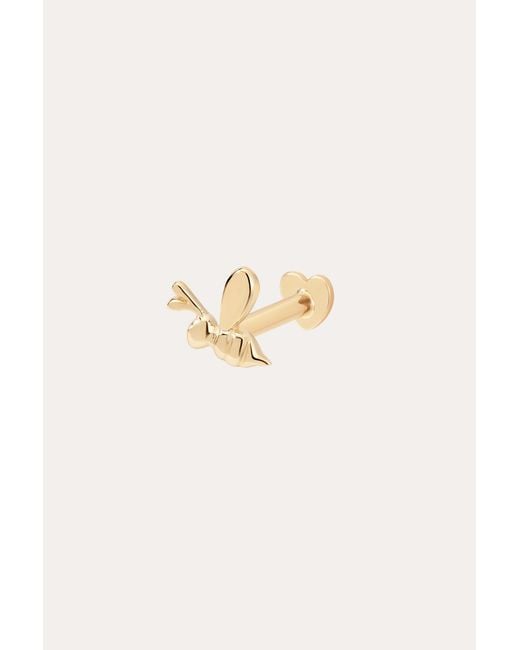 Vanhi Metallic 14K Solid Bumble Bee Flat Back Stud Left Facing
