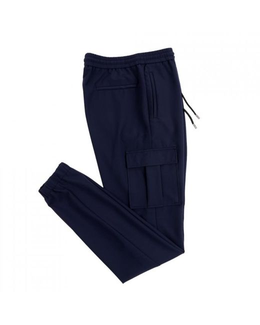 DAVID WEJ Blue Ashford Drawstring Trousers With Cargo Pockets – for men