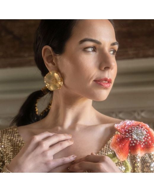 Meraki by Rashmi Bajaj Metallic Daylily Plated Stud Earrings