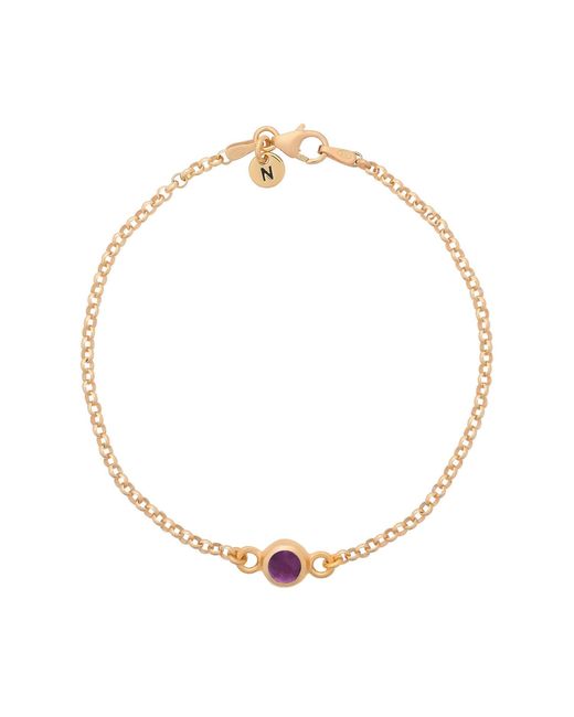 Nellou Jewellery Metallic Amethyst Birthstone Gem Dot Bracelet Plated Sterling