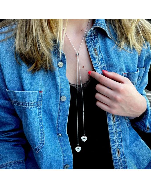CarterGore White Wave Heart Sterling Slider Necklace