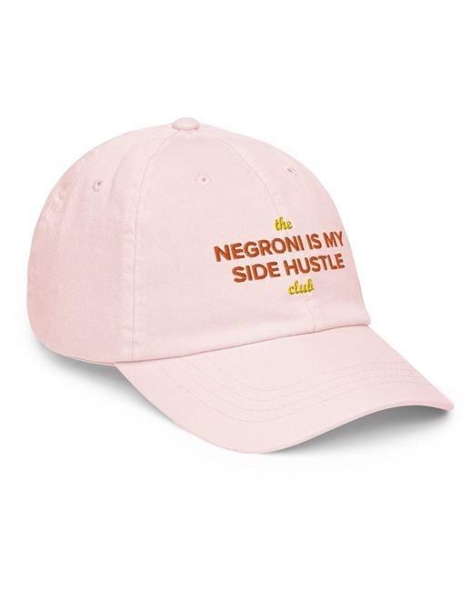 Anchor and Crew Pink Pastel Negroni Is My Side Hustle Club Chino Embroidered Cap for men