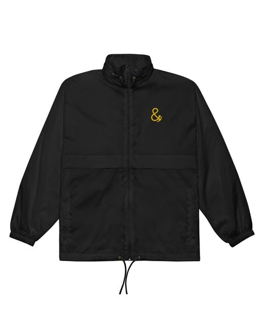 Anchor and Crew Black Athletic Decline Sports Club League Embroidered Windbreaker Coat for men