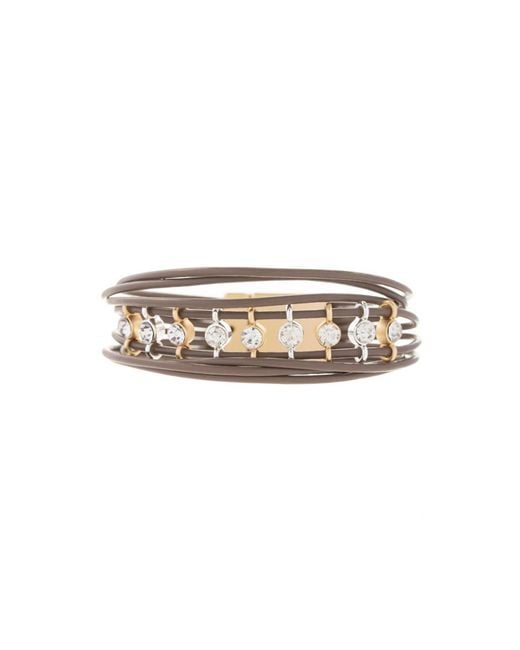 Saachi White Jewel Leather Wire Bracelet