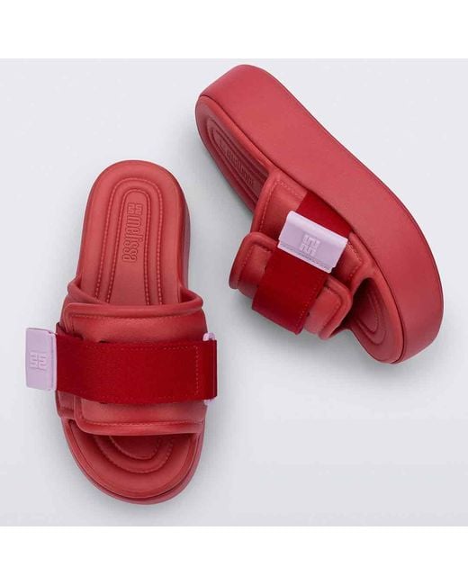 Melissa Red Free Fuzzy Slide Platform