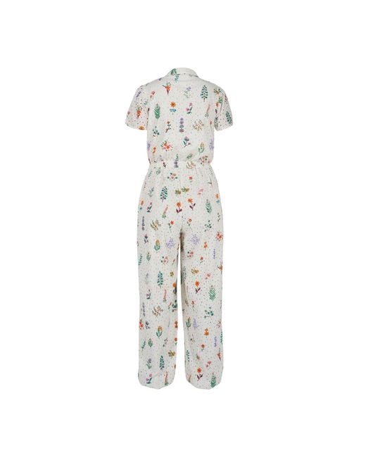 Em & Shi White Summer Herbs Jumpsuit