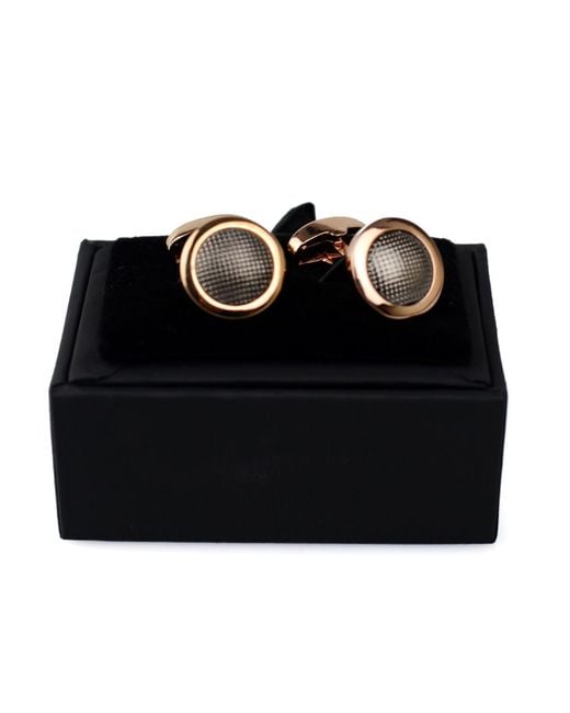 DAVID WEJ Brown Round Patterned Cufflinks – for men