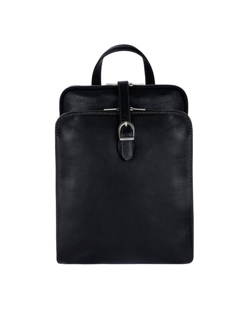 Time Resistance Black Convertible Leather Backpack Shoulder Bag