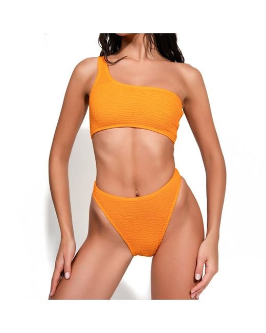 Maison Tangerine Orange Mykonos Crinkle Swimsuit Tangerine Bikini