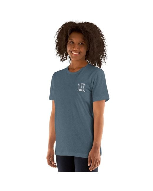 Anchor and Crew Blue Heather Gustatory London Coffee Scene Organic Cotton Embroidered T-Shirt