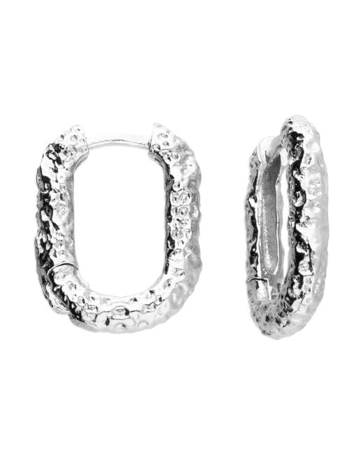 Harfi Metallic Sterling U-Shaped Molten Hinged Huggie Earrings